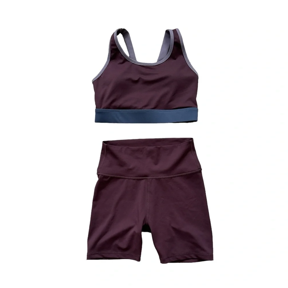 All Fenix NWT Stella Sports Bra & Rise 5” Bike Shorts Chocolate S - Picture 2 of 10